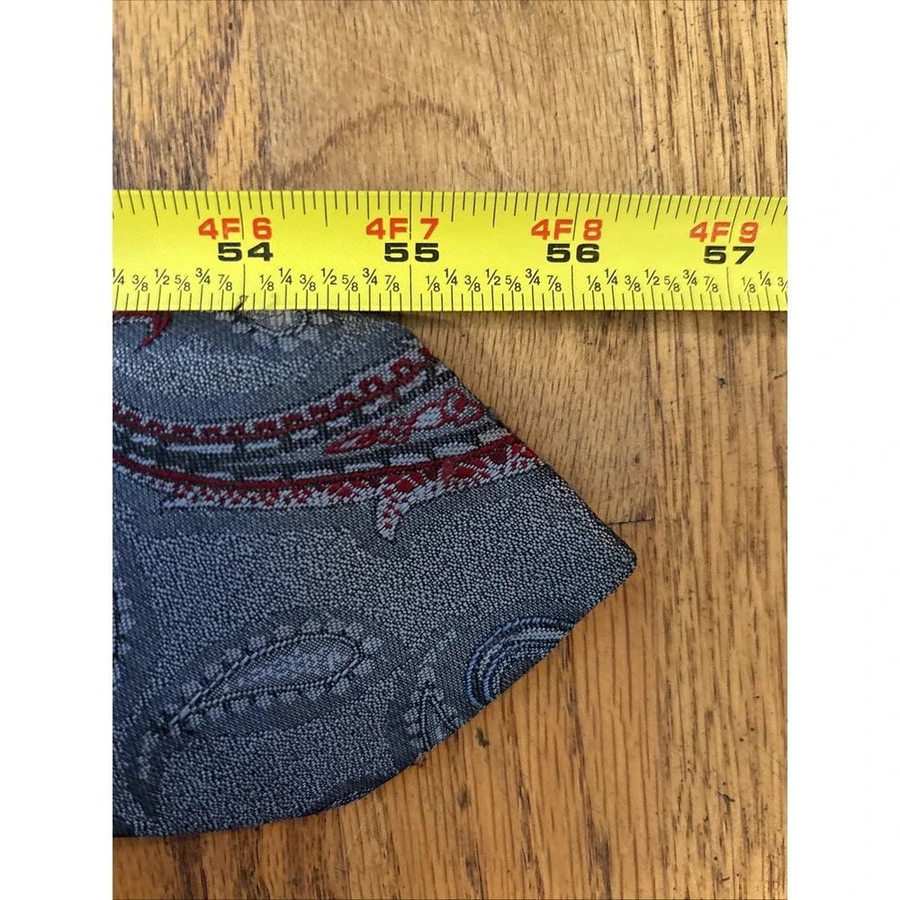 Vintage Oscar de la Renta SNeck Tie Mens Bold Red‎ Blue Pattern 56 Inches Wide 3